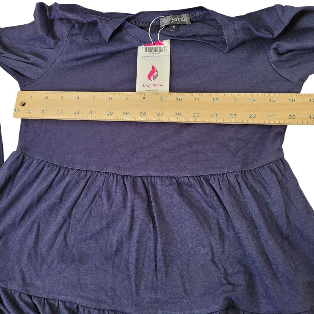 Women's Blue Fall Dress Long Sleeve Flowy Loose Fit Tiered Dress Size Small - Picture 8 of 9